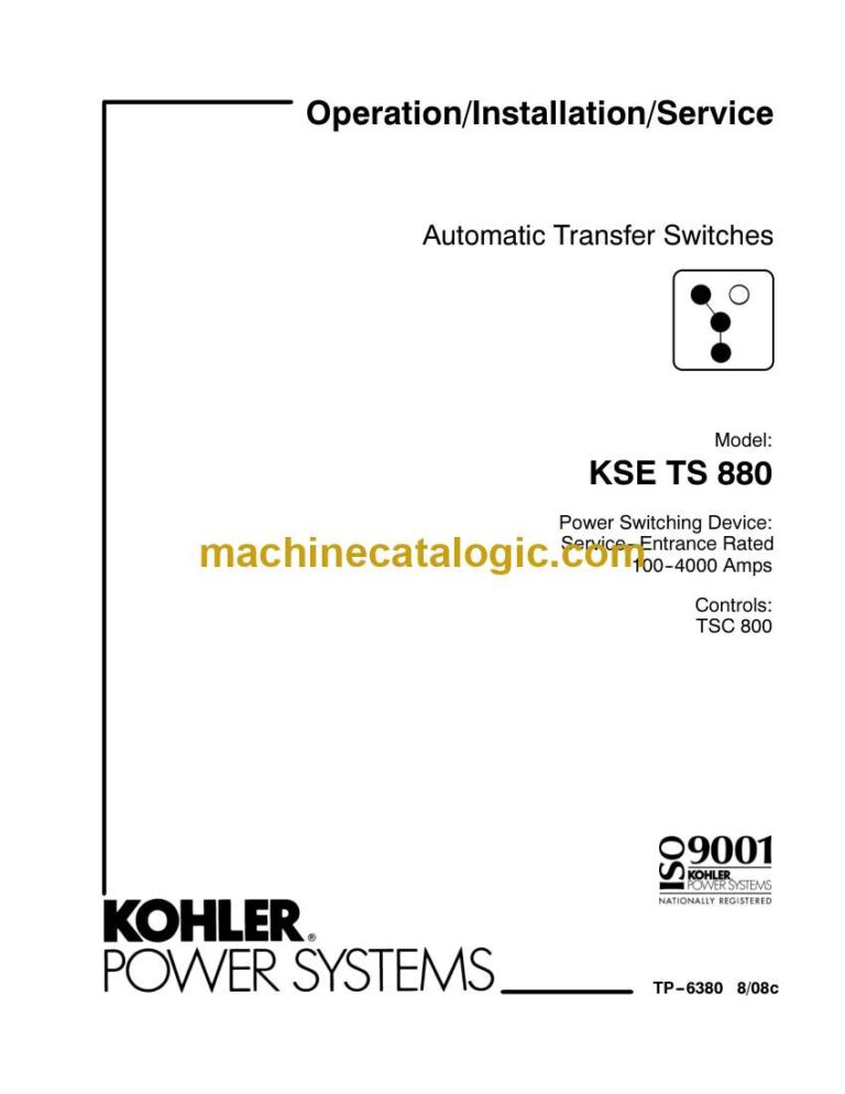 Kohler KSE TS 880 Automatic Transfer Switches Operation, Installation, Service Manual (tp6380)