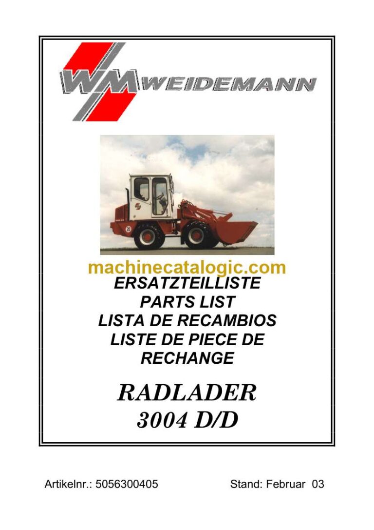 Weidemann 3004 D/D Radlader Parts Catalog