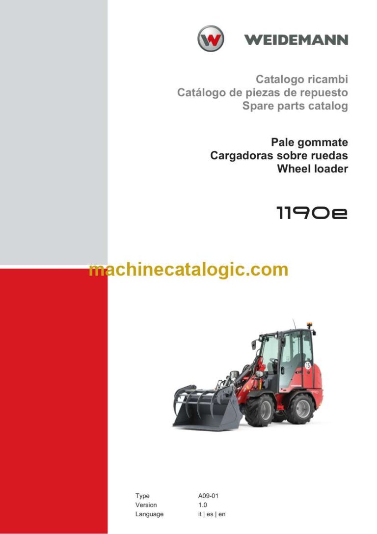 Weidemann 1190e Wheel Loader Spare Parts Catalog