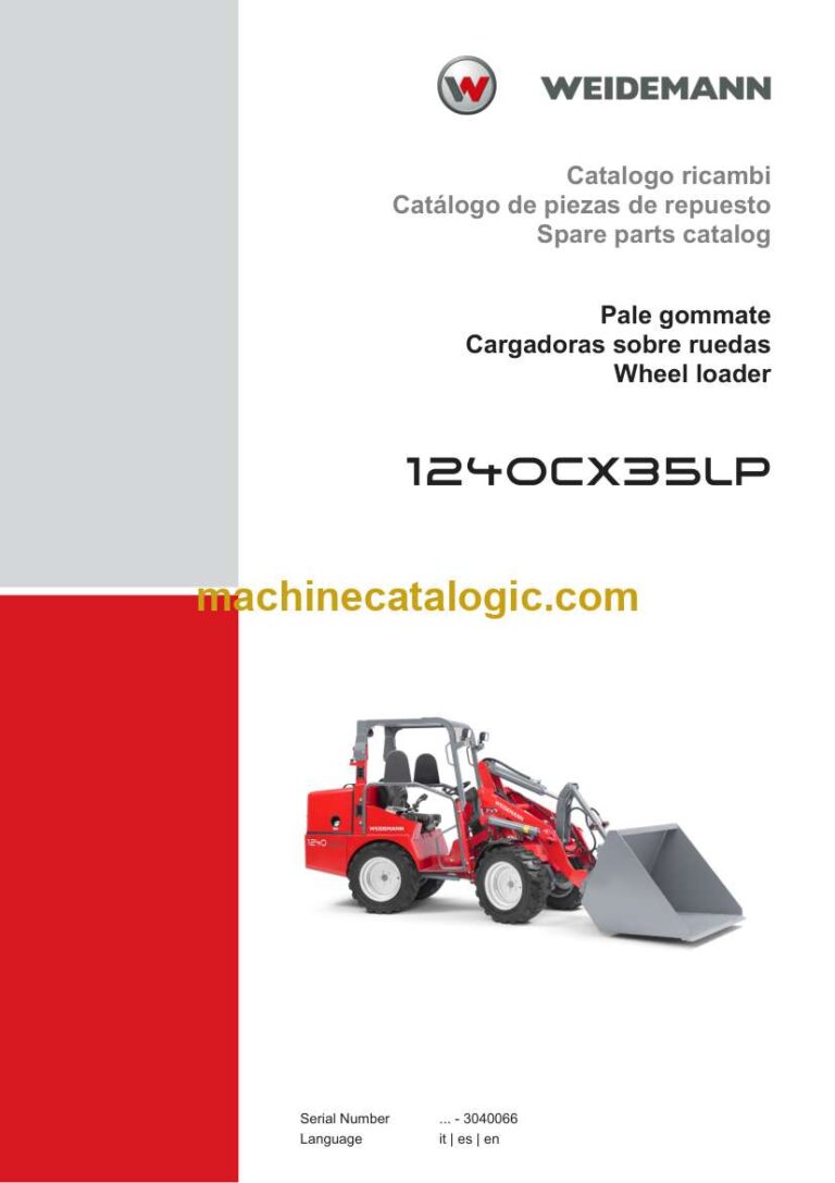 Weidemann 1240CX35LP Wheel Loader Spare Parts Catalog