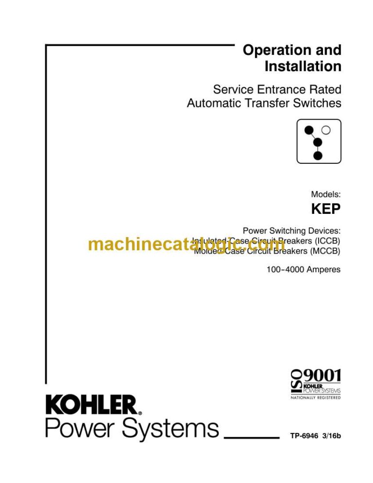 Kohler KEP Service Entrance Rated Automatic Transfer Switches Operation and Installation Manual (tp6946)