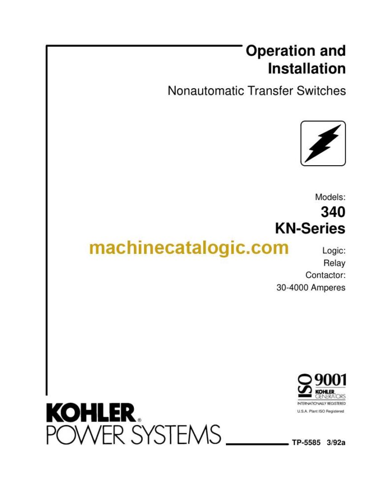 Kohler 340 KN-Series Nonautomatic Transfer Switches Operation and Installation Manual (tp5585)
