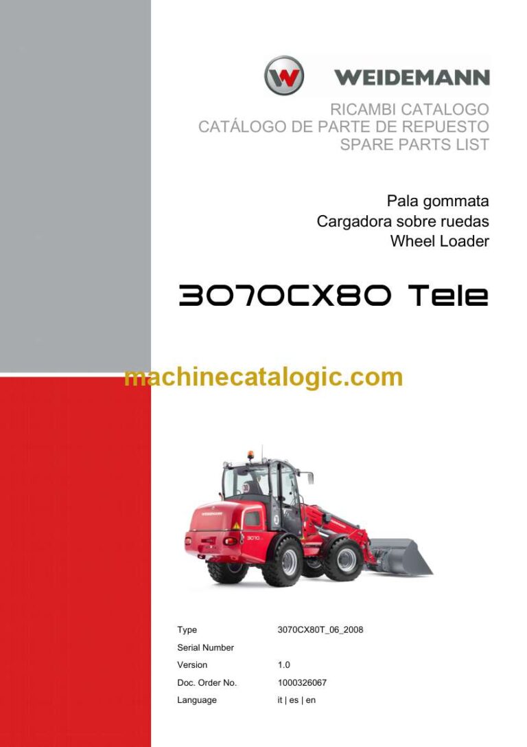 Weidemann 3070CX80 Tele Wheel Loader Spare Parts Catalog