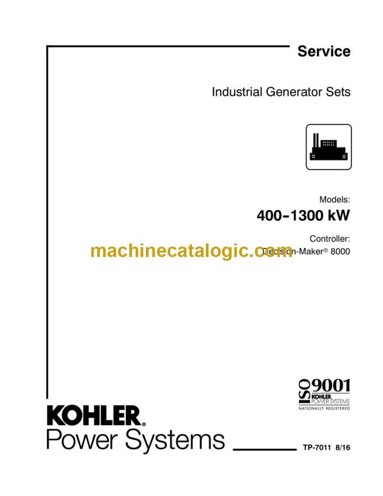 Kohler 400-1300 kW Industrial Generator Sets Service Manual (tp7011)