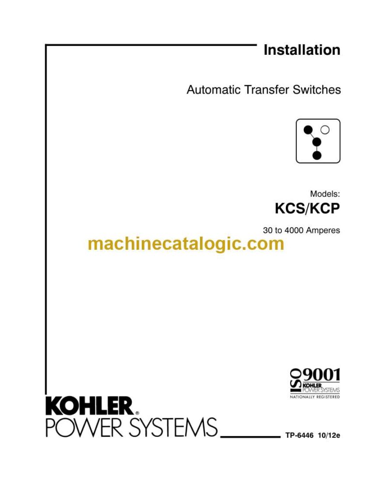 Kohler KCS, KCP Automatic Transfer Switches Installation Manual (tp6446)