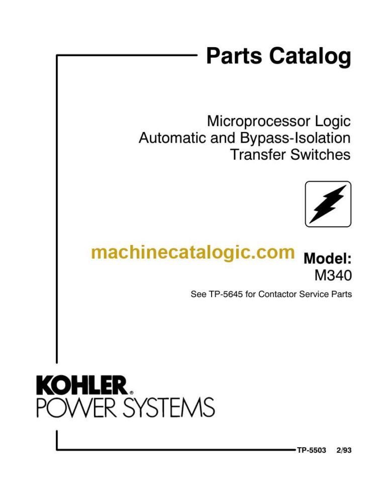 Kohler M340 Microprocessor Logic Automatic and Bypass-Isolation Transfer Switches Parts Catalog (tp5503)