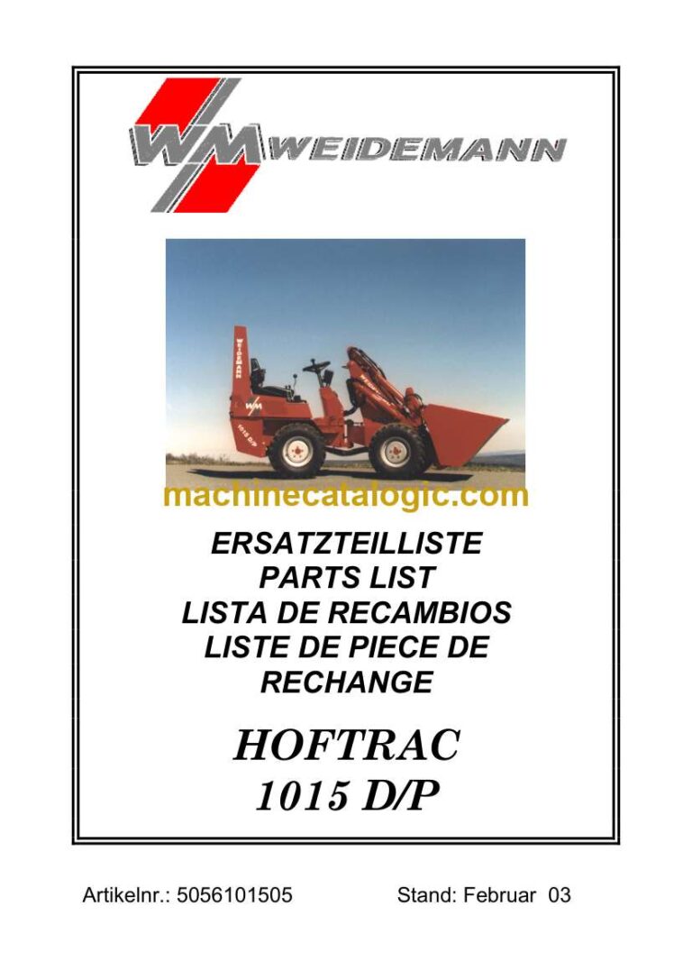 Weidemann 1015 D/P Wheel Loader Parts Catalog