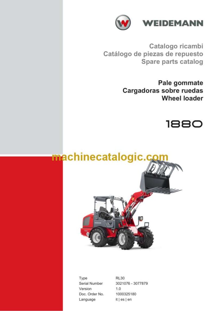 Weidemann 1880 Wheel Loader Spare Parts Catalog