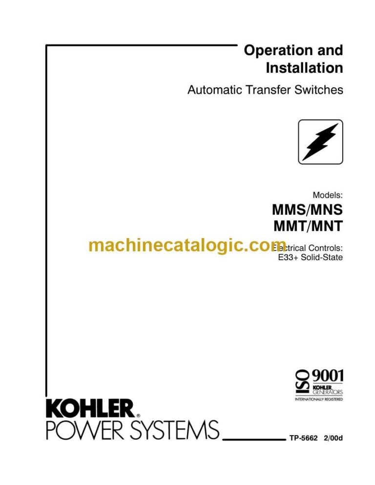 Kohler MMS, MNS, MMT, MNT Automatic Transfer Switches Operation and Installation Manual (tp5662)