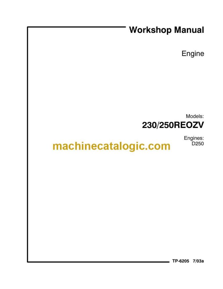 Kohler 230REOZV, 250REOZV Engine Workshop Manual (tp6205)