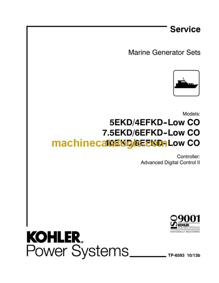 Kohler 5EKD, 4EFKD-Low CO, 7.5EKD, 6EFKD-Low CO, 10EKD, 8EFKD-Low CO Marine Service Manual (tp6593)