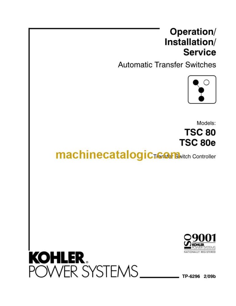 Kohler TSC 80, TSC 80e Automatic Transfer Switches Operation, Installation, Service Manual (tp6296)