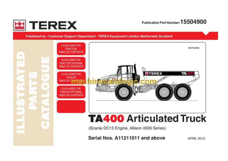 Terex TA400 Articulated Truck Parts Manual