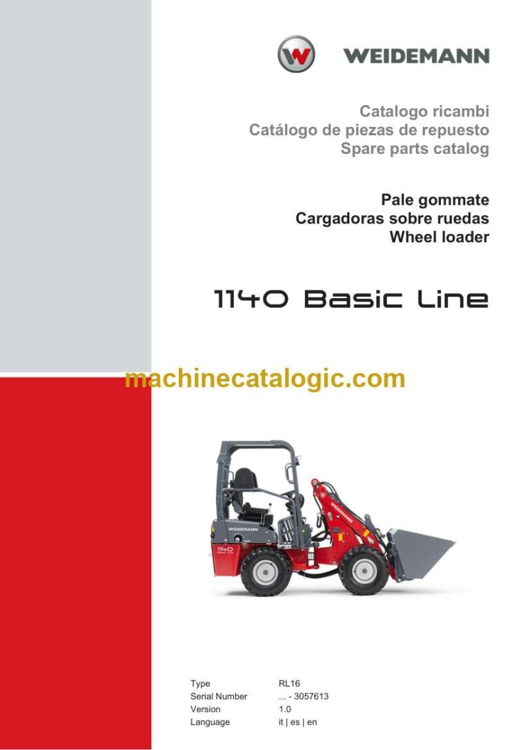 Weidemann 1140 Basic Line Wheel Loader Spare Parts Catalog