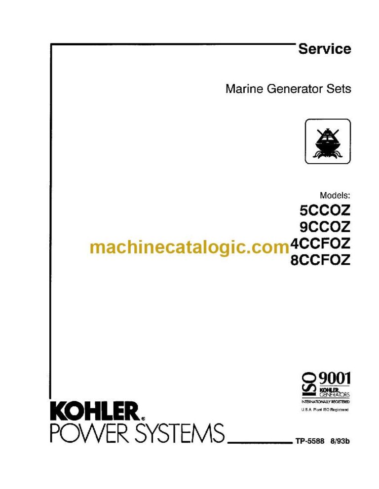 Kohler 5CCOZ, 9CCOZ, 4CCFOZ, 8CCFOZ Marine Service Manual (tp5588)