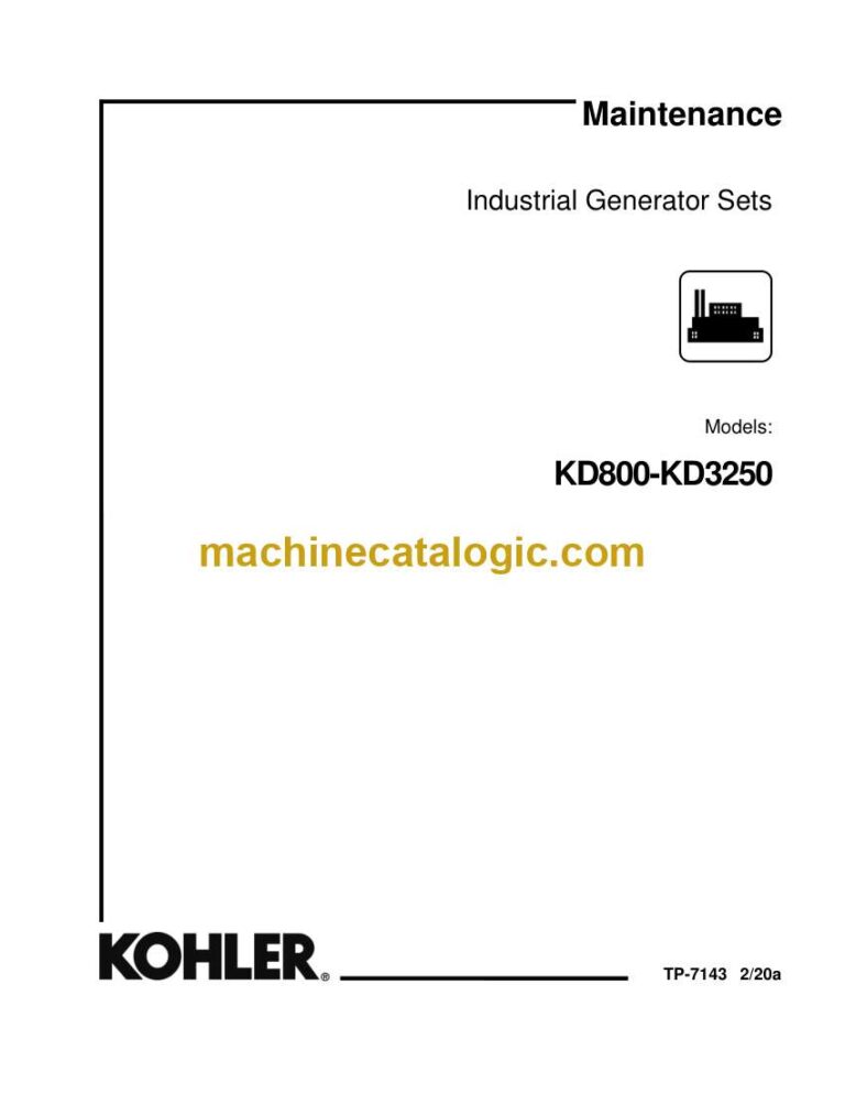Kohler KD800-KD3250 Industrial Generator Sets Maintenance Manual (tp7143)