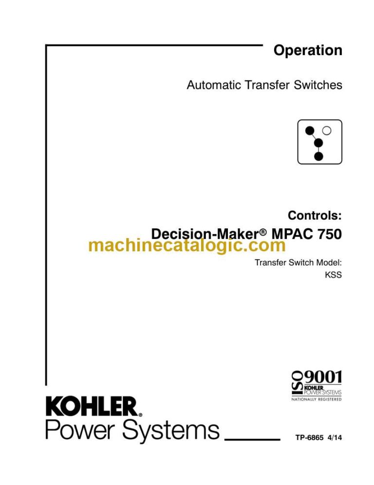 Kohler MPAC 750 Decision-Maker Automatic Transfer Switches Operation Manual (tp6865)