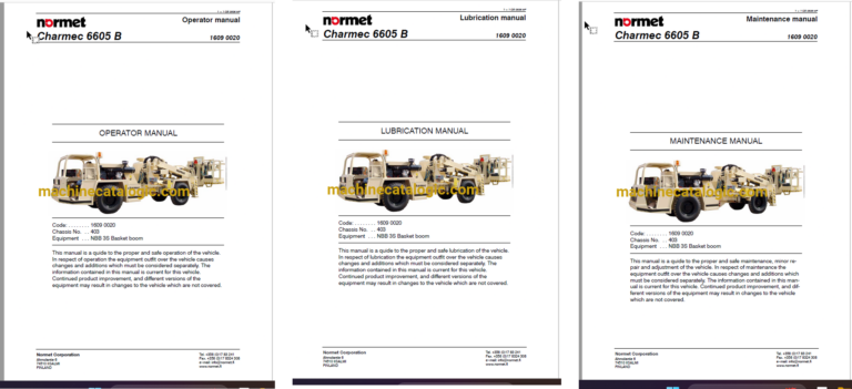 Normet Charmec 6605B Operator, Lubrication, Maintenance Manual