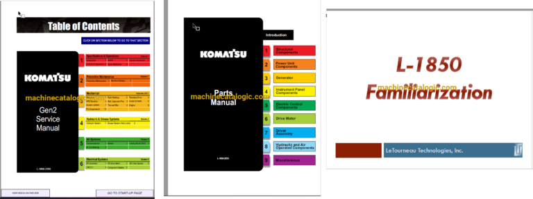 LeTourneau L-1850 Wheel Loader Service, Parts, Training Manual (Komatsu) (SN 2255)