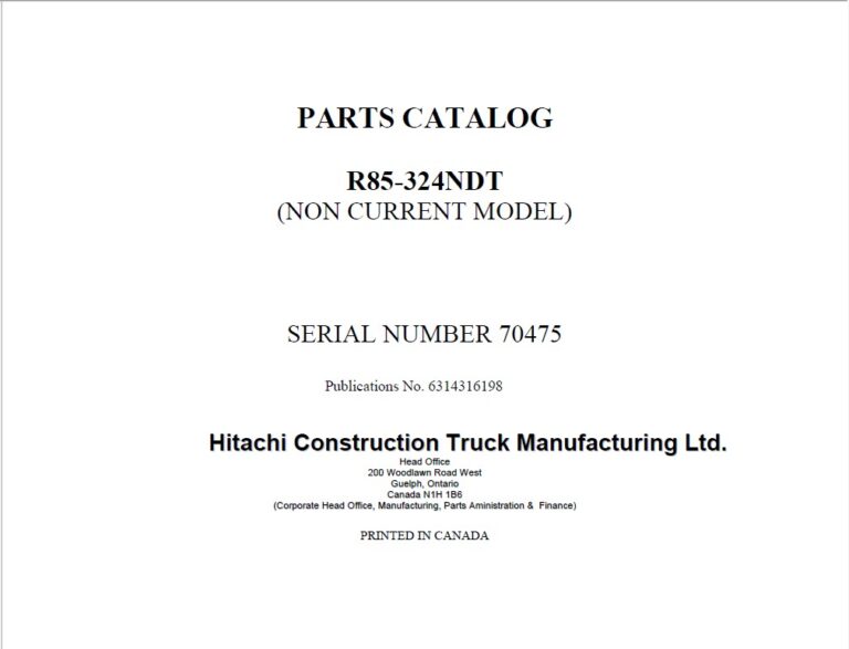Euclid R85-324NDT Dump Truck Parts Catalog