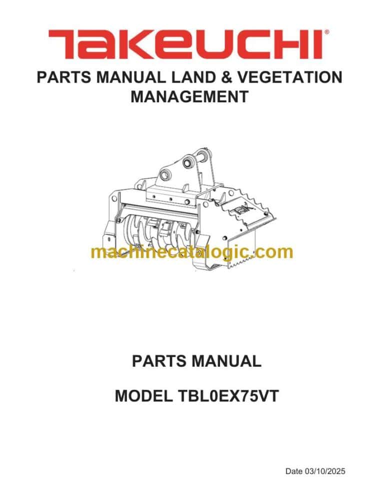Takeuchi TBL0EX75VT Land & Vegetation Management Parts Manual (PM-013240)