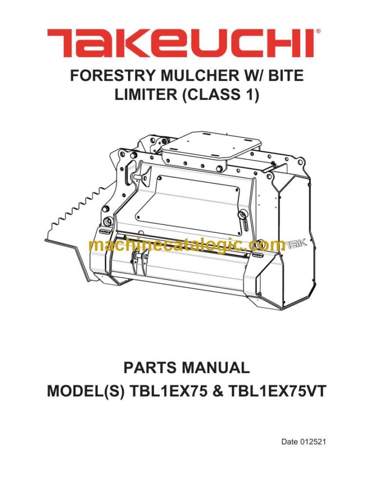 Takeuchi TBL1EX75, TBL1EX75VT Forestry Mulcher Parts Manual