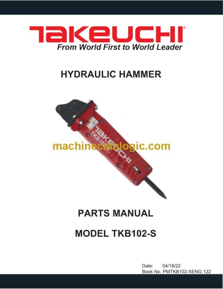 Takeuchi TKB102-S Hydraulic Hammer Parts Manual (PMTKB102-XENG.122)