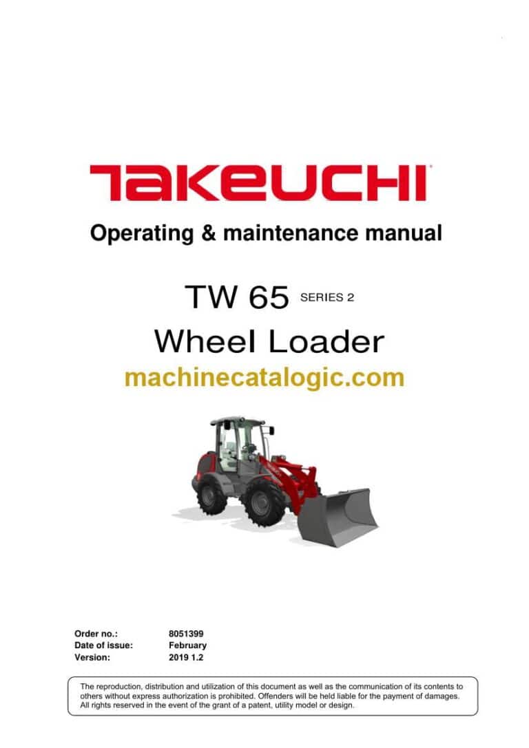 Takeuchi TW65 Series 2 Wheel Loader Operation and Maintenance Manual (8051399)