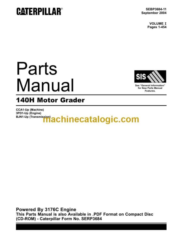 Cat 140H Motor Grader Parts Manual (SERP3684)