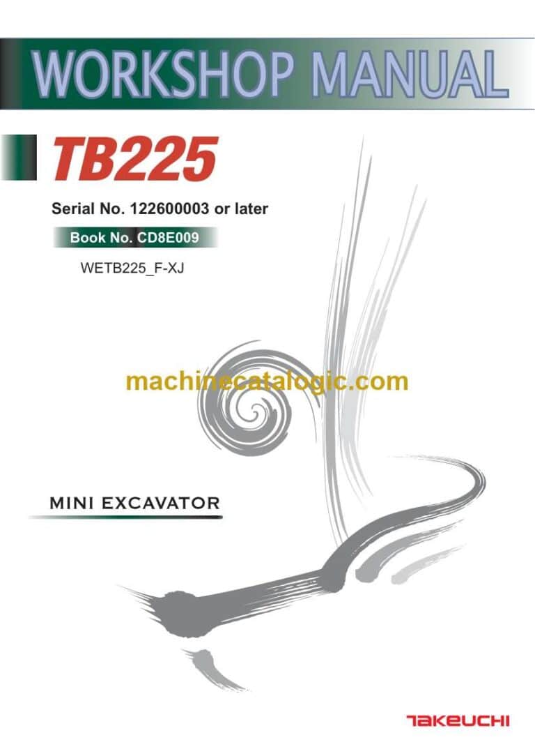 Takeuchi TB225 Mini Excavator Workshop Manual (CD8E009)