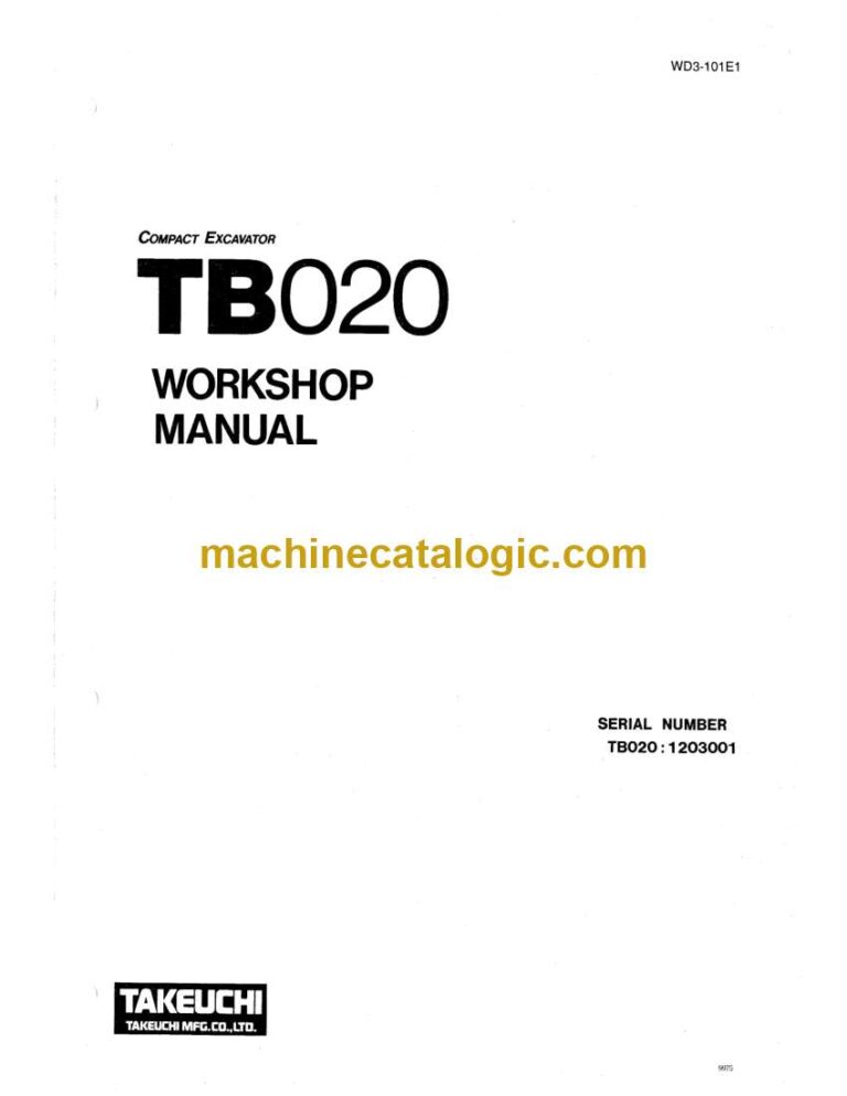 Takeuchi TB020 Compact Excavator Workshop Manual (WD3-101E1)