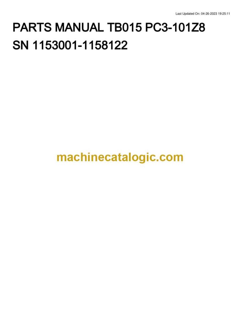 Takeuchi TB015 Mini Excavator Parts Manual (PC3-101Z8)