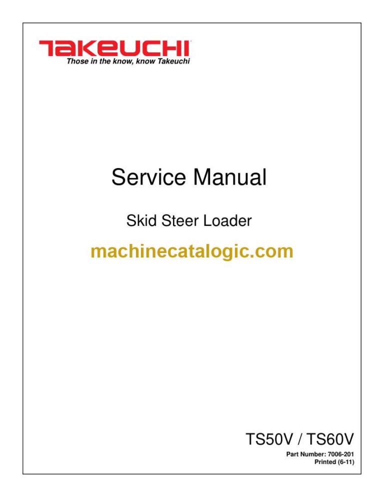Takeuchi TS50V, TS60V Skid Steer Loader Service Manual