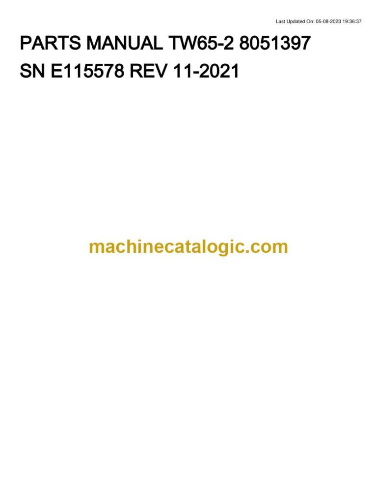 Takeuchi TW65-2 Wheel Loader Parts Manual (8051397)