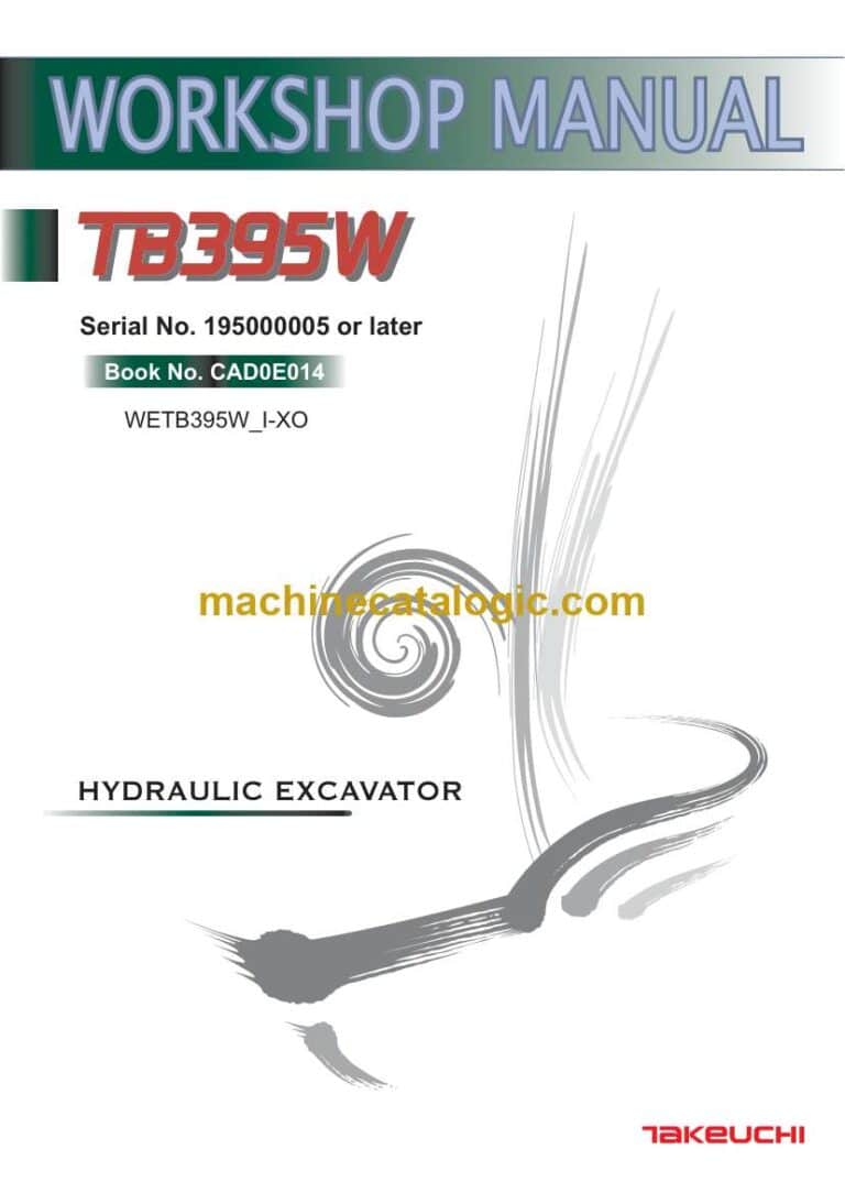 Takeuchi TB395W Hydraulic Excavator Workshop Manual (CAD0E014)