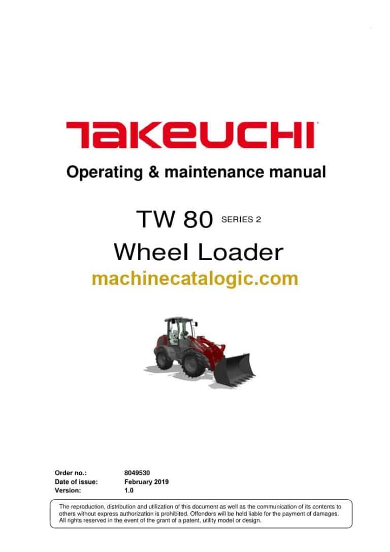 Takeuchi TW80 Series 2 Wheel Loader Operation and Maintenance Manual (8049530)