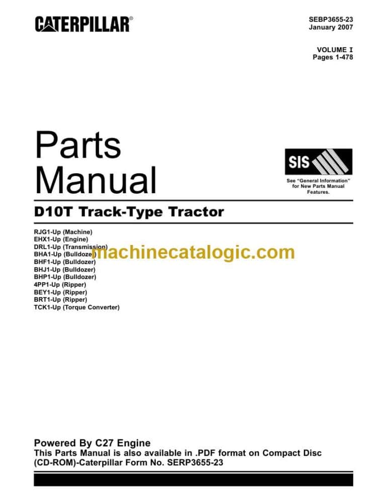 Cat D10T Track-Type Tractor Parts Manual (SEBP3655-23)