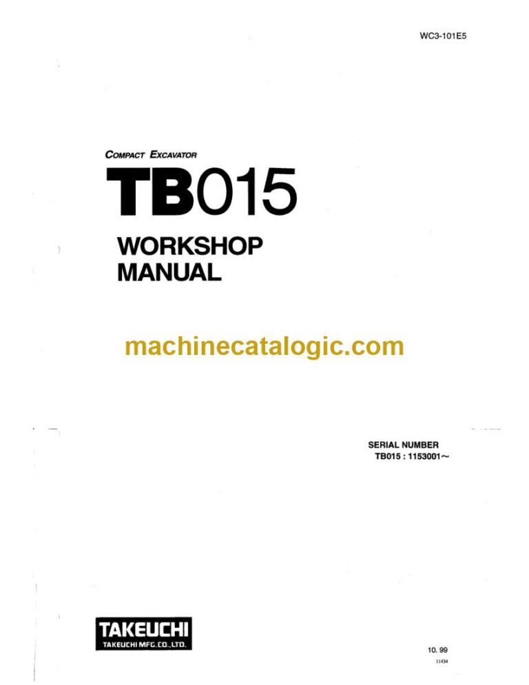 Takeuchi TB015 Compact Excavator Workshop Manual (WC3-101E5)