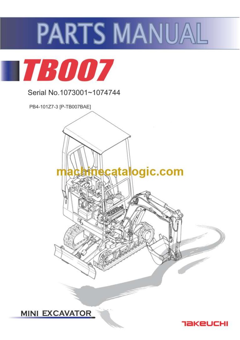Takeuchi TB007 Mini Excavator Parts Manual (PB4-101Z7-3)