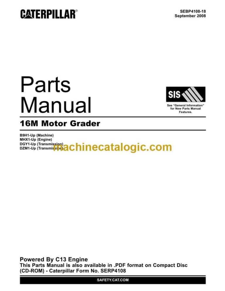 Cat 16M Motor Grader Parts Manual (SEBP4108-18)