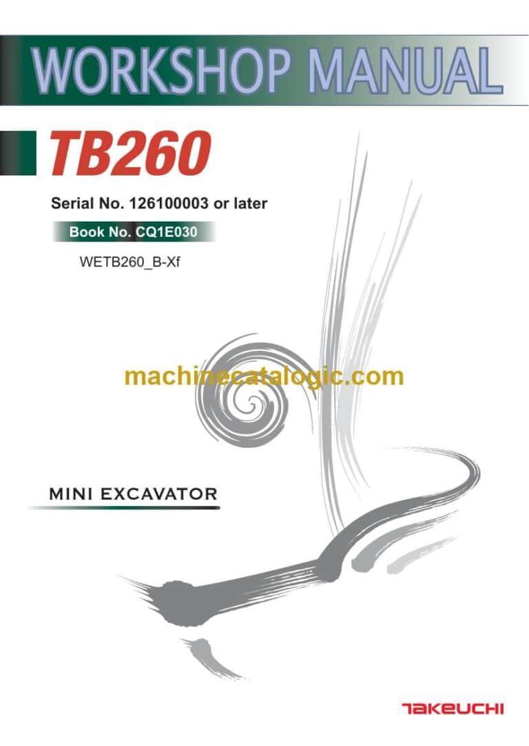 Takeuchi TB280FR Hydraulic Excavator Workshop Manual (CL9E022)
