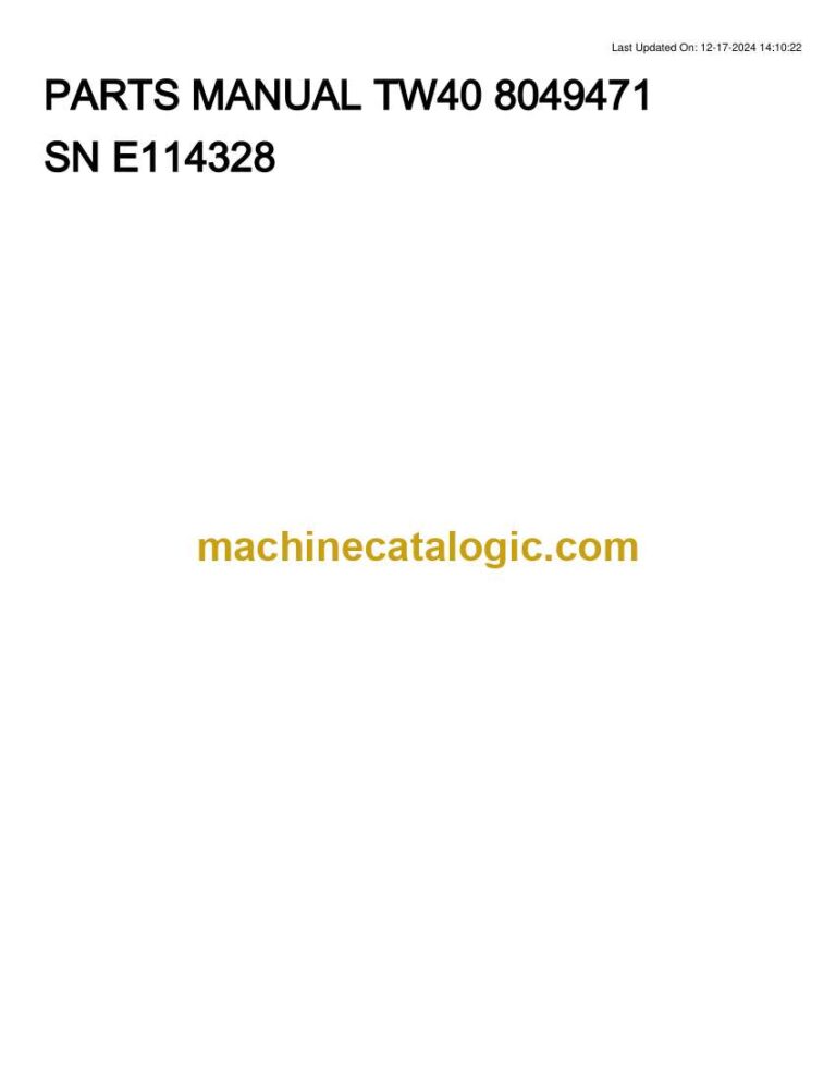 Takeuchi TW40 Wheel Loader Parts Manual (8049471)
