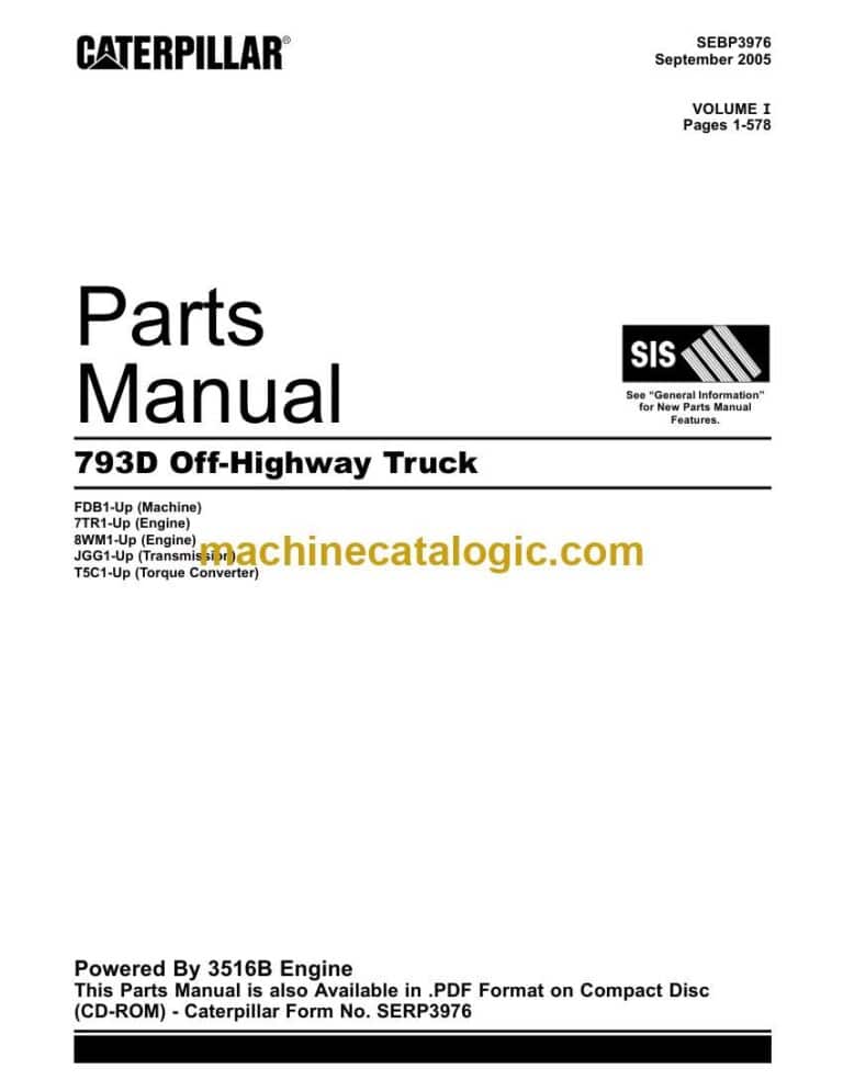 Cat 793D Off-Highway Truck Parts Manual (SEBP3976)
