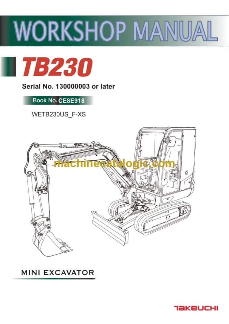 Takeuchi TB230 Mini Excavator Workshop Manual (CE8E918)