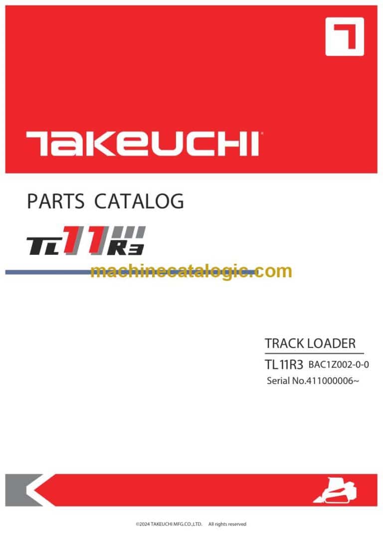 Takeuchi TL11R3 Track Loader Parts Manual (BAC1Z003-1-0)
