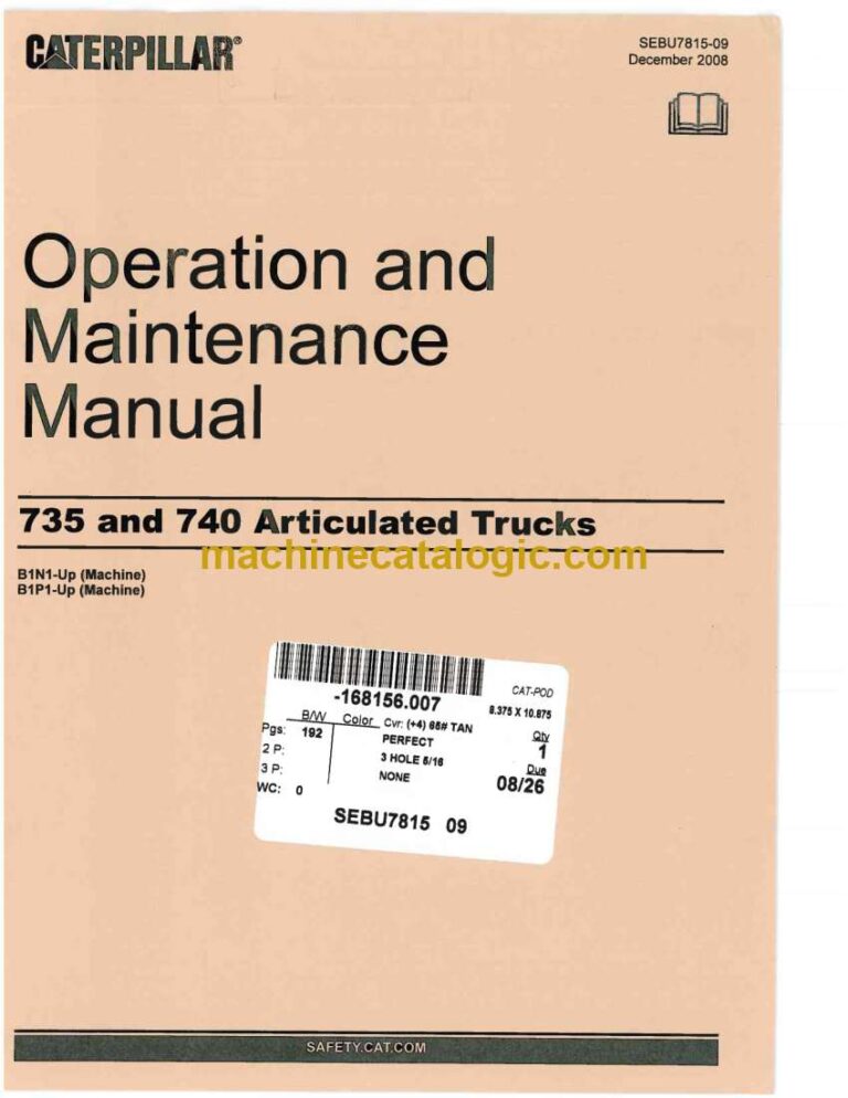 Cat 735, 740 Articulated Trucks Operation and Maintenance Manual (SEBU7815-09)