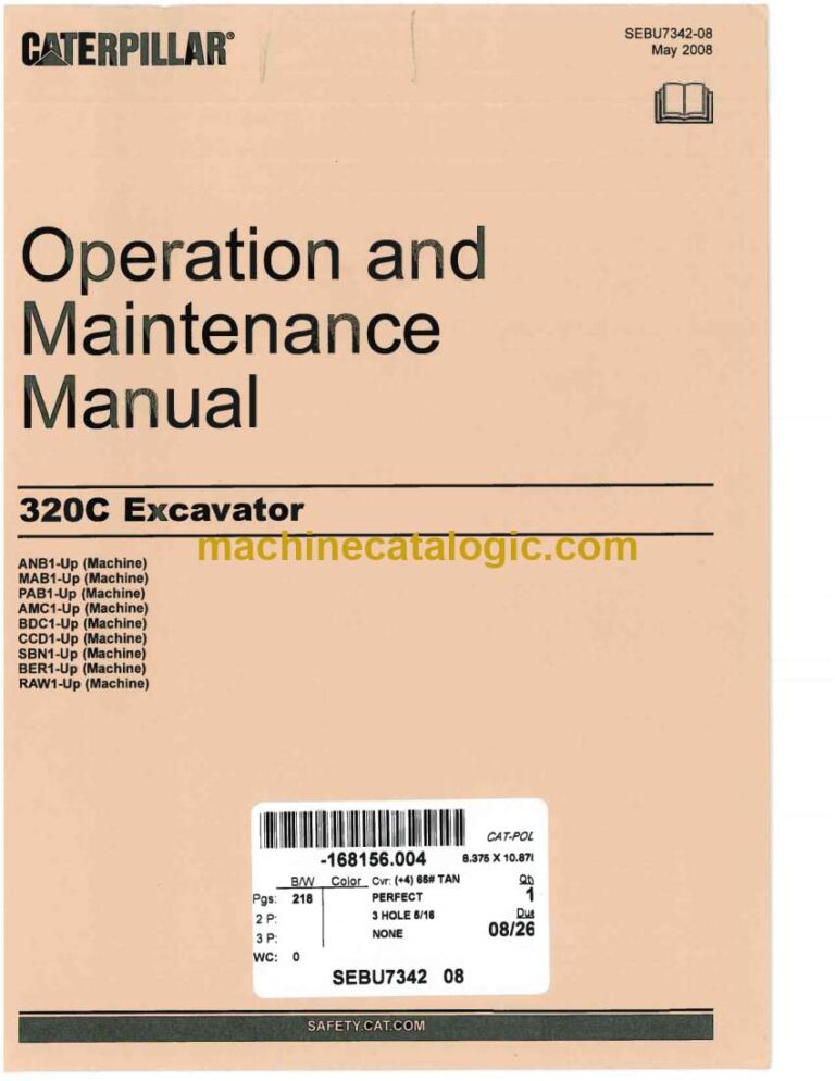 Cat 320C Excavator Operation and Maintenance Manual (SEBU7342-08)