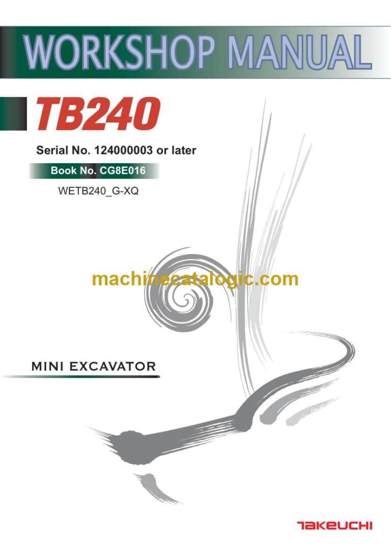 Takeuchi TB240 Mini Excavator Workshop Manual (CG8E016)