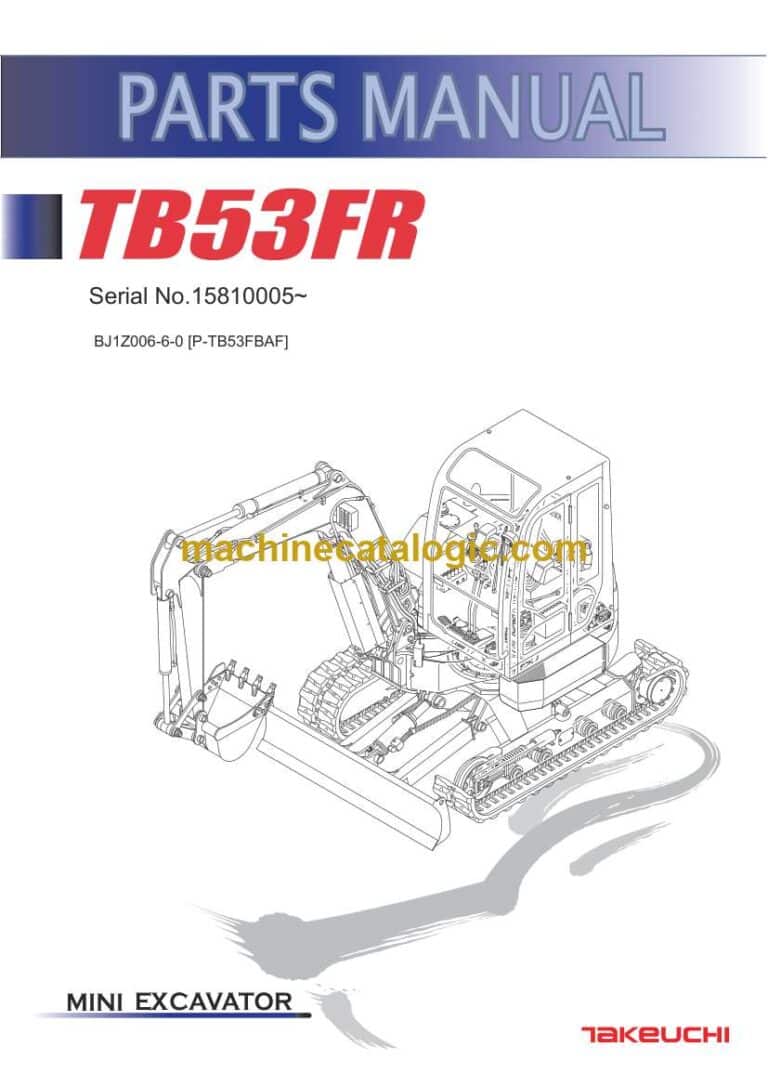 Takeuchi TB53FR Mini Excavator Parts Manual (BJ1Z006-6-0)
