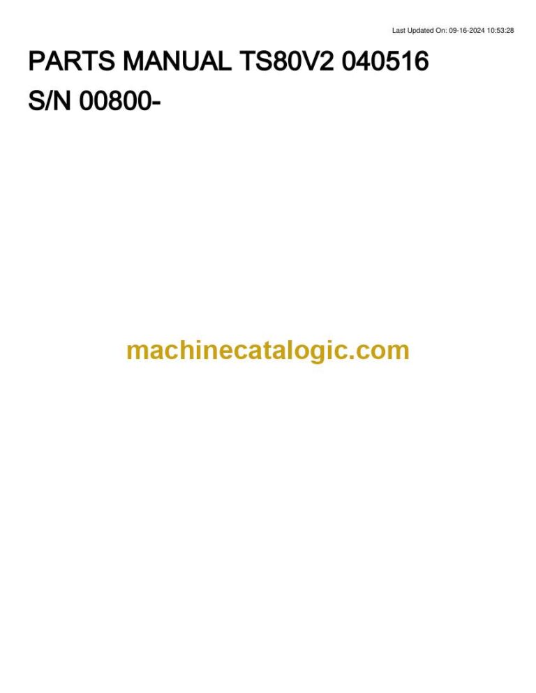 Takeuchi TS80V2 Skid Steer Parts Manual (040516)